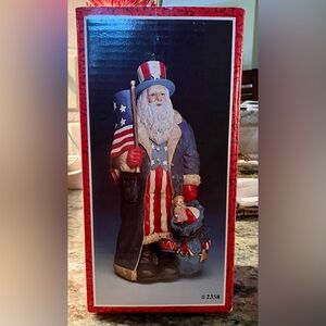 Vintage Uncle Sam Patriotic Santa Figurine Music Box